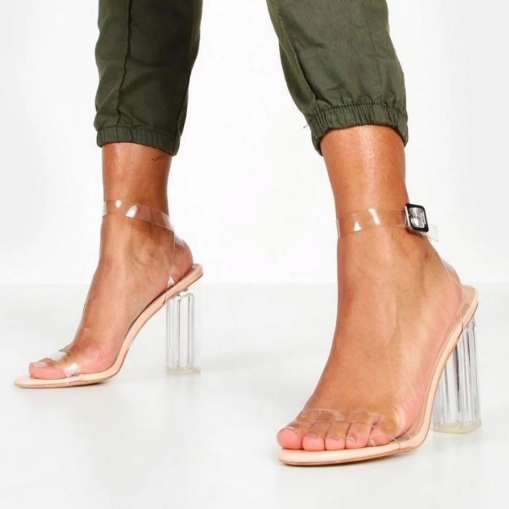 Clear block heels